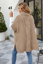 Load image into Gallery viewer, Cable-Knit Turtleneck Slit Sweater