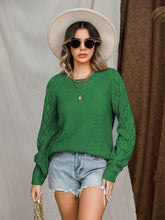Load image into Gallery viewer, Openwork Round Neck Raglan Sleeve Sweater