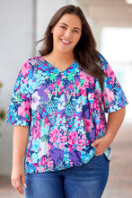 Load image into Gallery viewer, Floral Center Seam V-Neck Blouse