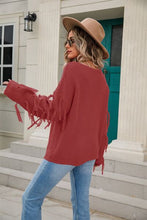 Load image into Gallery viewer, Fringe Round Neck Dropped Shoulder Sweater