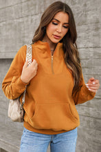 Load image into Gallery viewer, Quarter Zip Dropped Shoulder Sweatshirt