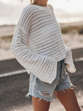 Load image into Gallery viewer, Openwork Round Neck Dropped Shoulder Knit Top