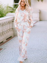 Load image into Gallery viewer, Printed Long Sleeve Top and Wide Leg Pants Lounge Set