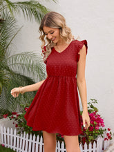 Load image into Gallery viewer, Swiss Dot Ruffled V-Neck Dress