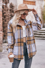 Load image into Gallery viewer, Plaid Dropped Shoulder Hooded Jacket