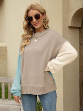 Load image into Gallery viewer, Color Block Dropped Shoulder Sweater