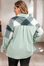 Load image into Gallery viewer, Plus Size Plaid Snap Down Jacket with Pockets