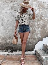 Load image into Gallery viewer, Tied Printed Boat Neck Blouse