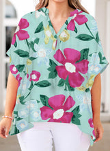 Load image into Gallery viewer, Plus Size Printed Notched Neck Half Sleeve Top