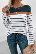 Load image into Gallery viewer, Striped Round Neck Long Sleeve T-Shirt