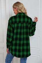Load image into Gallery viewer, Plaid Button Up Dropped Shoulder Outerwear