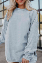 Load image into Gallery viewer, Ribbed Round Neck Drop Shoulder Sweatshirt