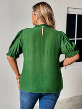 Load image into Gallery viewer, Plus Size Round Neck Flounce Sleeve Blouse