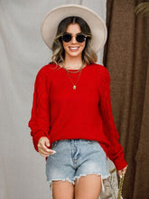 Load image into Gallery viewer, Openwork Round Neck Raglan Sleeve Sweater