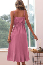 Load image into Gallery viewer, Spaghetti Strap Decorative Button Ruffled Dress