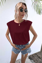 Load image into Gallery viewer, Round Neck Cap Sleeve Tee