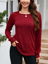 Load image into Gallery viewer, Texture Round Neck Long Sleeve Knit Top