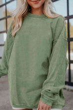 Load image into Gallery viewer, Ribbed Round Neck Drop Shoulder Sweatshirt