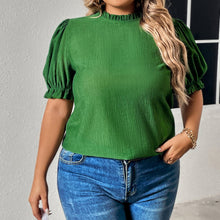 Load image into Gallery viewer, Plus Size Round Neck Flounce Sleeve Blouse