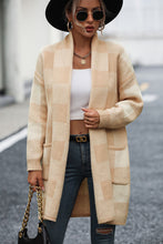 Load image into Gallery viewer, Plaid Dropped Shoulder Cardigan with Pocket