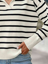 Load image into Gallery viewer, Striped Collared Neck Knit Top