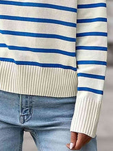 Load image into Gallery viewer, Striped Collared Neck Knit Top