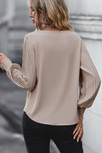 Load image into Gallery viewer, Pleated Lantern Sleeve V-Neck Blouse