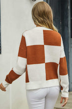 Load image into Gallery viewer, Plaid V-Neck Dropped Shoulder Cardigan