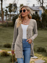 Load image into Gallery viewer, Ribbed Button-UP Cardigan with Pockets