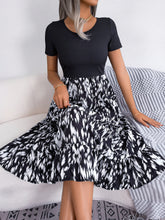 Load image into Gallery viewer, Printed Round Neck Ruffle Hem Dress