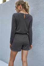 Load image into Gallery viewer, Drawstring Waist Long Sleeve Romper