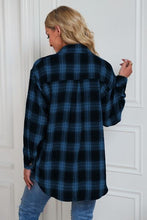 Load image into Gallery viewer, Plaid Button Up Dropped Shoulder Outerwear