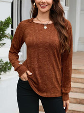 Load image into Gallery viewer, Texture Round Neck Long Sleeve Knit Top