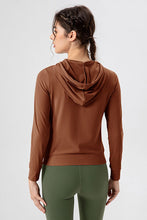 Load image into Gallery viewer, Drawstring Zip Up Hooded Active Outerwear