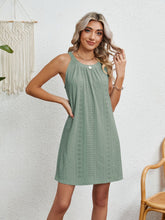 Load image into Gallery viewer, Eyelet Grecian Neck Mini Dress