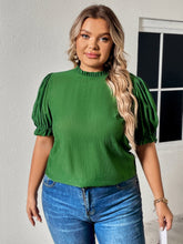 Load image into Gallery viewer, Plus Size Round Neck Flounce Sleeve Blouse