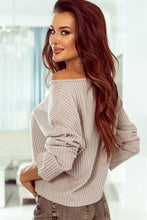 Load image into Gallery viewer, Ribbed Round Neck Drop Shoulder Long Sleeve Top