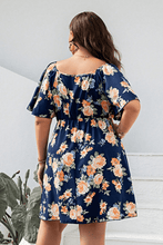 Load image into Gallery viewer, Plus Size Floral Print V-Neck Flutter Sleeve Mini Dress