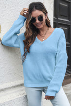 Load image into Gallery viewer, V-Neck Drop Shoulder Sweater