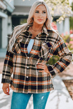 Load image into Gallery viewer, Double Take Plaid Button Front Shirt Jacket with Breast Pockets