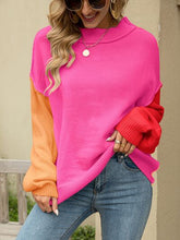 Load image into Gallery viewer, Color Block Dropped Shoulder Sweater