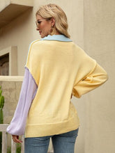Load image into Gallery viewer, Color Block Dropped Shoulder Sweater