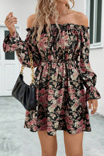 Load image into Gallery viewer, Floral Off-Shoulder Flounce Sleeve Dress