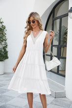 Load image into Gallery viewer, Contrast V-Neck Sleeveless Tiered Dress