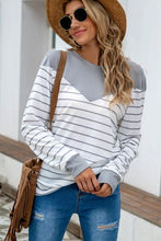 Load image into Gallery viewer, Striped Round Neck Long Sleeve T-Shirt
