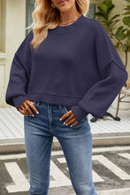 Load image into Gallery viewer, Round Neck Dropped Shoulder Sweater