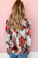 Load image into Gallery viewer, Floral Print Round Neck Long Sleeve Blouse