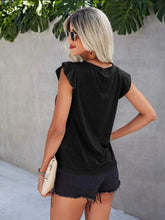 Load image into Gallery viewer, Ruffled Round Neck Cap Sleeve T-Shirt