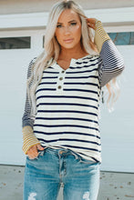 Load image into Gallery viewer, Striped Buttoned Long Sleeve Top