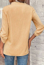 Load image into Gallery viewer, Striped Notched Roll-Tab Sleeve Shirt